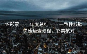 49彩票 —— 年度总结 —— 一致性核验 —— 快速速查教程，彩票核对